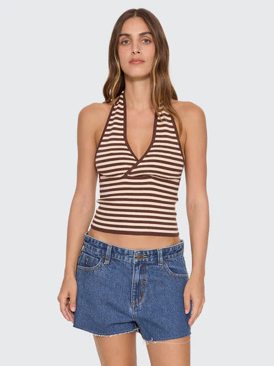 Dayna Knit Halter - Butter Cream Stripe