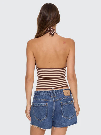 Dayna Knit Halter - Butter Cream Stripe