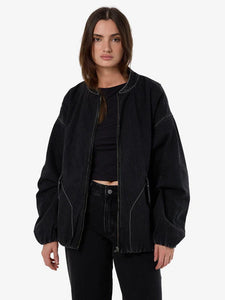 Rayne Oversized Bomber Jacket - Aged Black