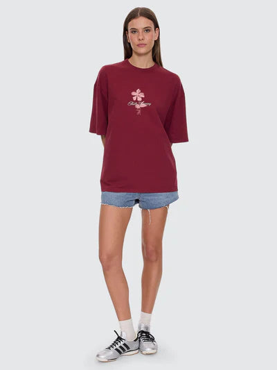 Full Bloom Oversized Tee - Pomegranate