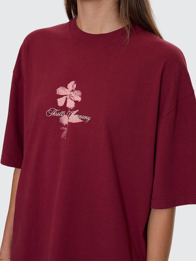 Full Bloom Oversized Tee - Pomegranate