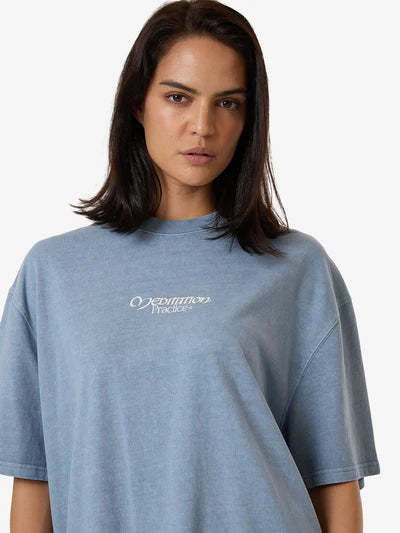 Meditation Practice Oversized Tee - Dusty Blue