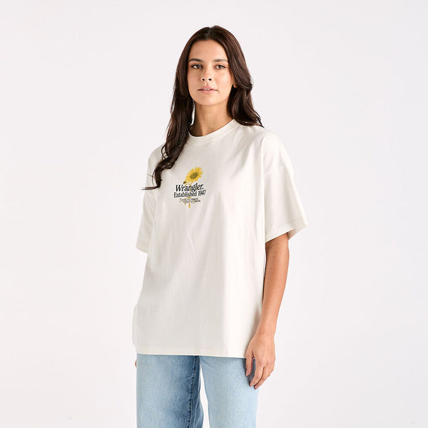 Sunflower Boxy Vintage Tee - White