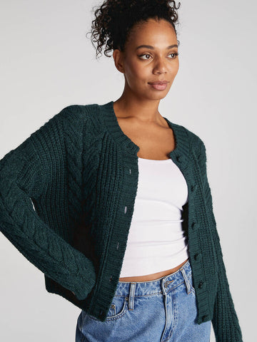 Arlo Cable Knit Cardigan - Olive