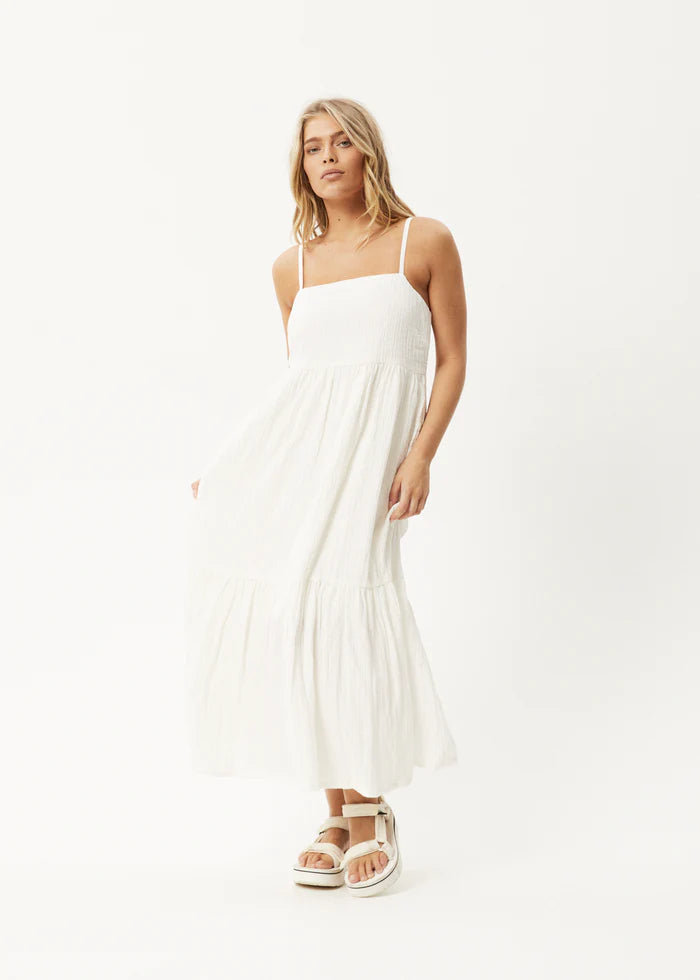 Calm Seersucker Maxi Dress - White