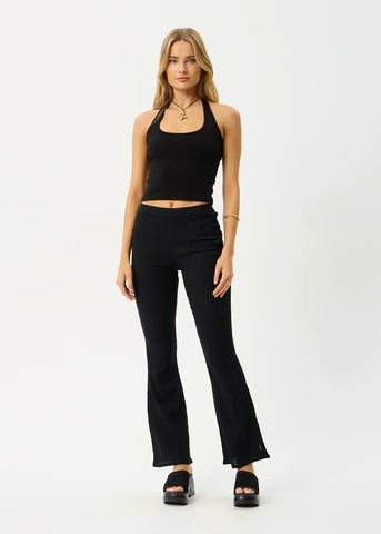 Focus Seersucker Flare Pant - Black