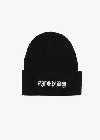 Gothic Recycled Knit Beanie - Black