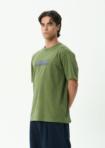 Afends Meadow Retro Tee in Washed Cypress - men's t-shirt back view