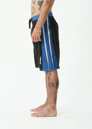Afends Forum Surf Related V2 Boardshort 22" in Black / Blue - men's boardshorts side view