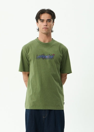 Afends Meadow Retro Tee in Washed Cypress - men's t-shirt side view