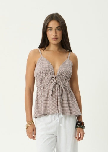 Ana Tie Top - Mahogany Check