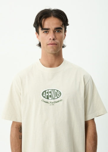 Afends Destroyed Retro Tee in Moonbeam - men's t-shirt detail view
