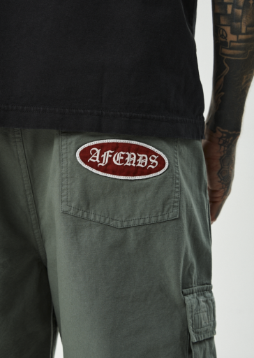 Afends Summit Pleated Cargo Short 22" in Washed Sycamore - men's shorts flat lay