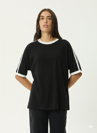 Afends Smokeshow Oversized Raglan Tee in Black - women's t-shirt front view