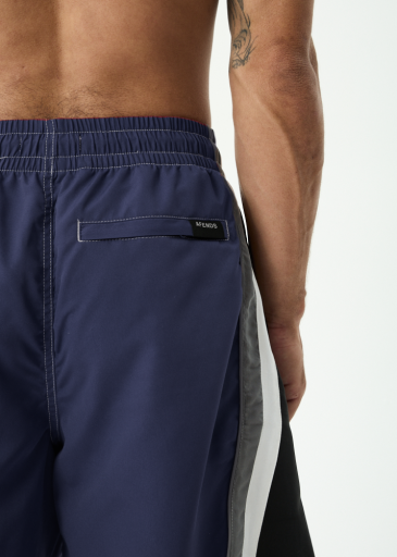 Afends Tallows Swim Short 22 Inch in Black / Blue - men's boardshorts back view