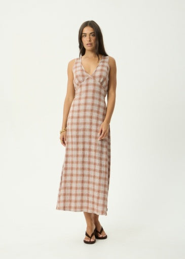 Tully Seersucker Maxi Dress - Desert Check