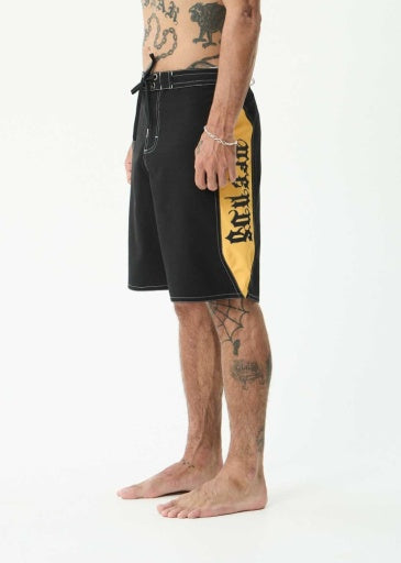 Afends Mirror Surf Related V2 Boardshort 20 Inch in Black - men's boardshorts front view