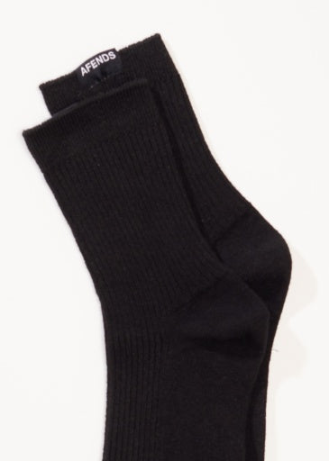 Afends The Essential Rib Socks in Black - socks detail view