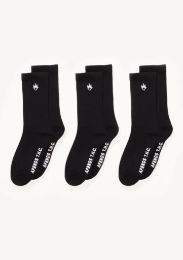 Afends Flame Socks Three Pack in Black - socks front view