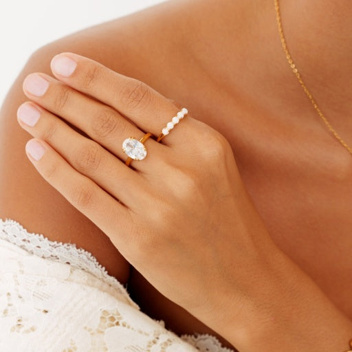 Oval Solitaire Ring - Gold