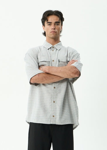 Afends Devon Short Sleeve Shirt in Silver Birch - men's shirt front view