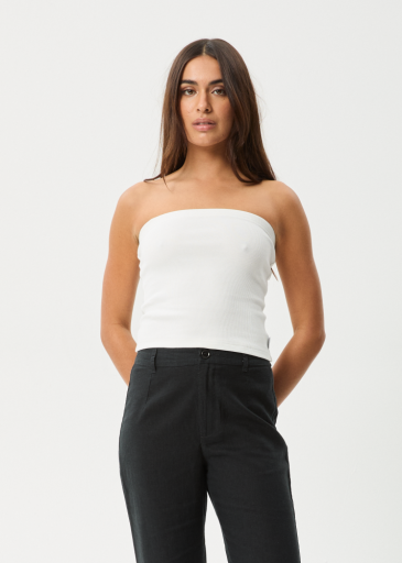 Afends Jamie Rib Tube Top in White - women's tank top front view