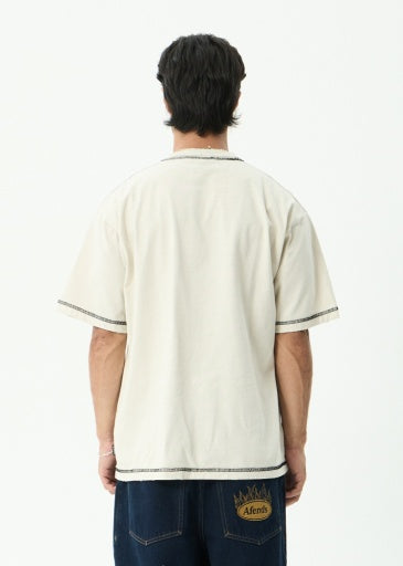 Afends Yang Heavyweight Boxy Tee in Moonbeam - men's t-shirt side view
