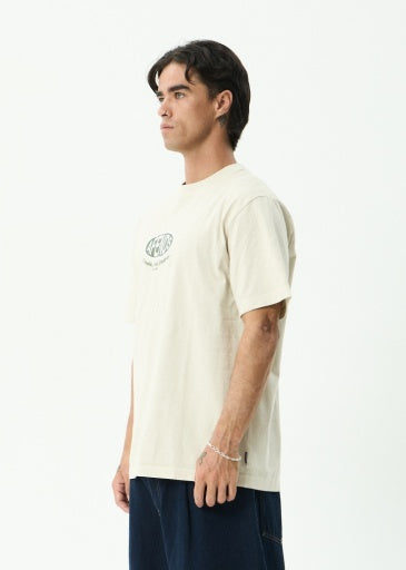 Afends Destroyed Retro Tee in Moonbeam - men's t-shirt side view