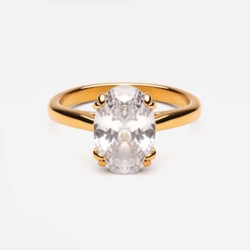 Oval Solitaire Ring - Gold