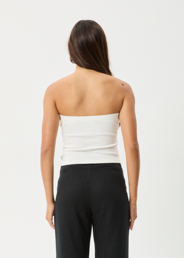 Afends Jamie Rib Tube Top in White - women's tank top back view
