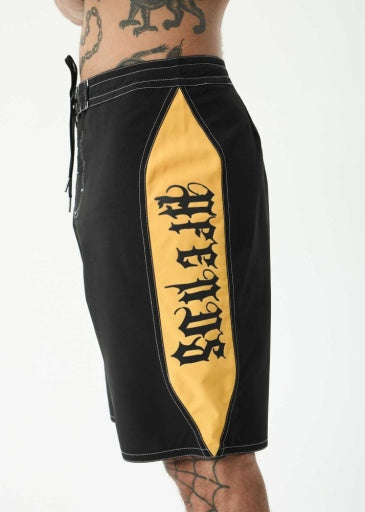 Afends Mirror Surf Related V2 Boardshort 20 Inch in Black - men's boardshorts styled view