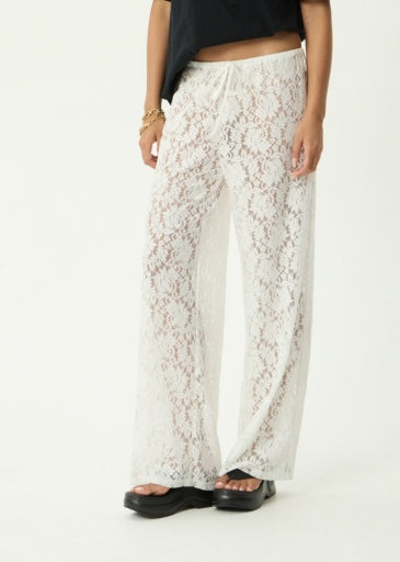 Afends Jones Lace Pant in White - women's pants back view
