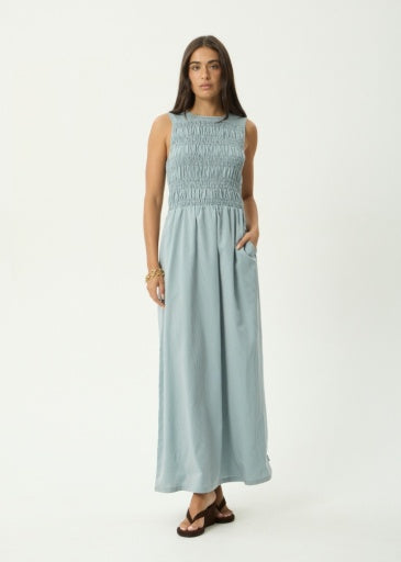 Afends Loren Maxi Dress in Teal Stripe - women's dress front view