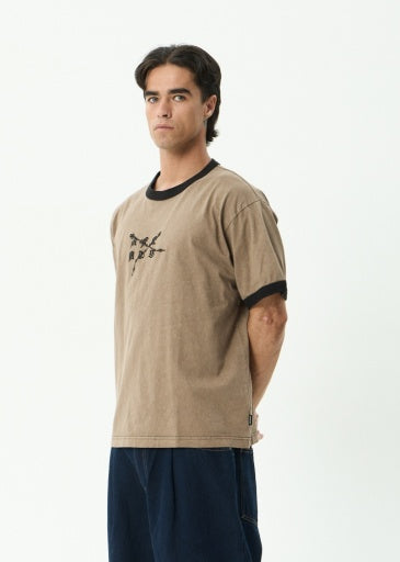 Stem Boxy Ringer Tee - Vintage Fossil
