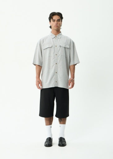 Afends Devon Short Sleeve Shirt in Silver Birch - men's shirt detail view