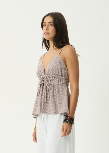 Ana Tie Top - Mahogany Check