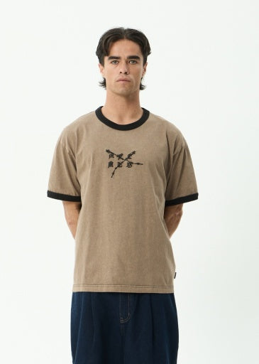 Stem Boxy Ringer Tee - Vintage Fossil