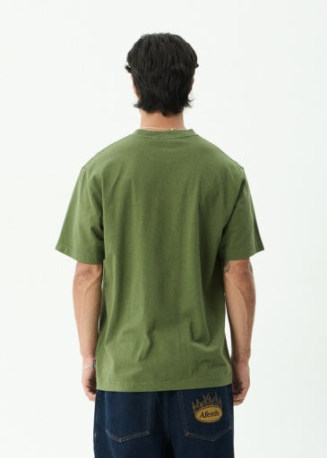 Afends Meadow Retro Tee in Washed Cypress - men's t-shirt detail view