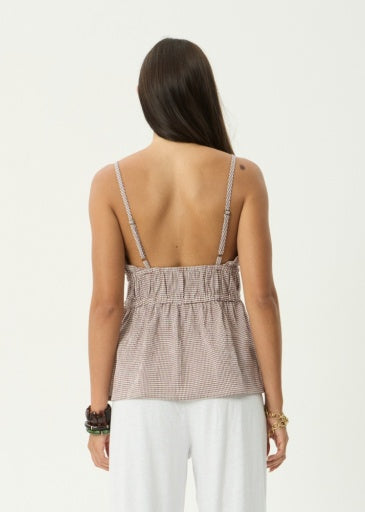 Ana Tie Top - Mahogany Check