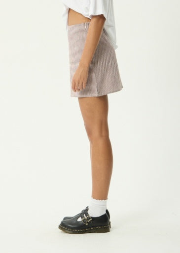Afends Mariah Mini Skirt in Mahogany Check - women's skirt back view