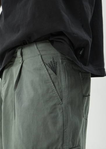 Afends Summit Pleated Cargo Short 22" in Washed Sycamore - men's shorts styled view