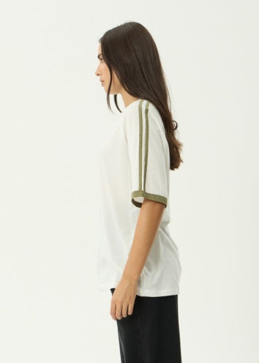 Afends Smokeshow Oversized Raglan Tee in White - women's t-shirt back view