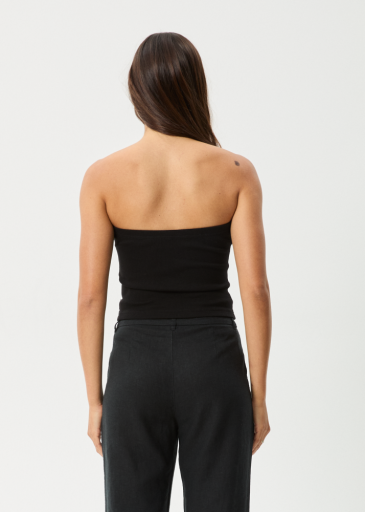 Afends Jamie Rib Tube Top in Black - women's tank top back view