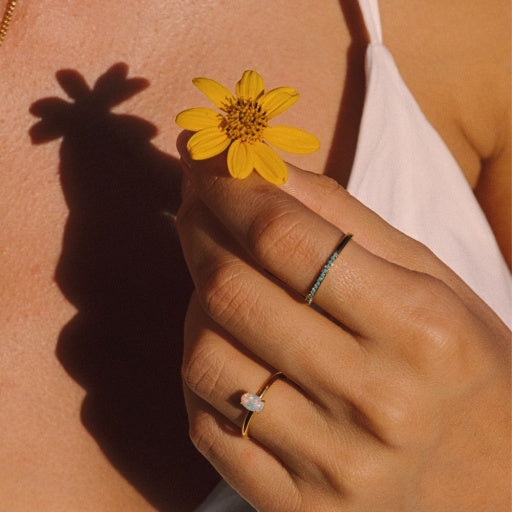 Turquoise Fine Ring - Gold