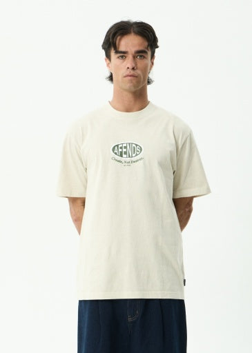 Afends Destroyed Retro Tee in Moonbeam - men's t-shirt front view