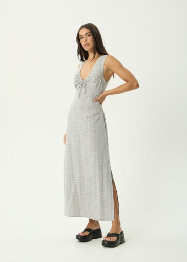 Afends Izzy Maxi Dress in Silver Birch - women's dress detail view