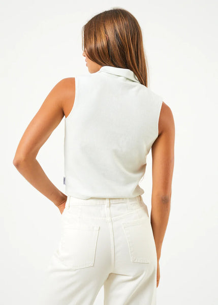 Eliza Organic Rib Sleeveless Shirt - White