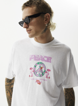 Peace Boxy Graphic Tee - White